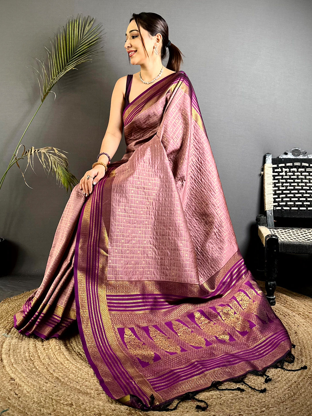 Opulent Magenta Banarasi Katan Silk Saree