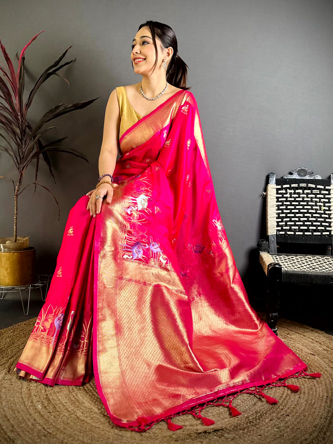 Royal Minakari Satin Silk Saree