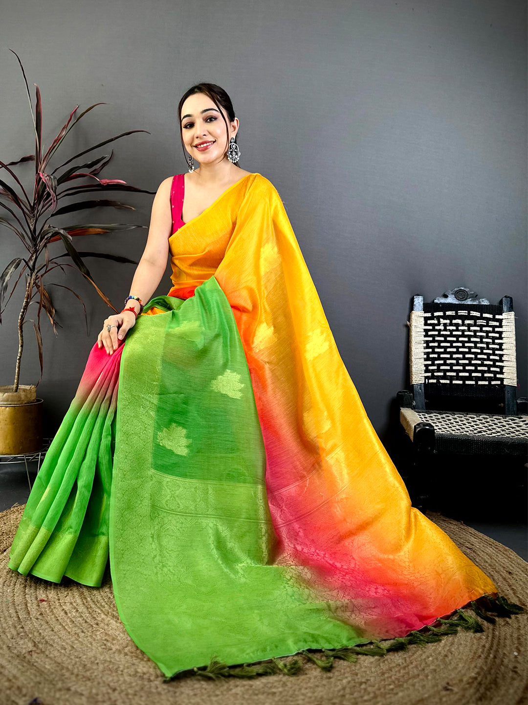 Royal Slub 4D Print Pallu Saree