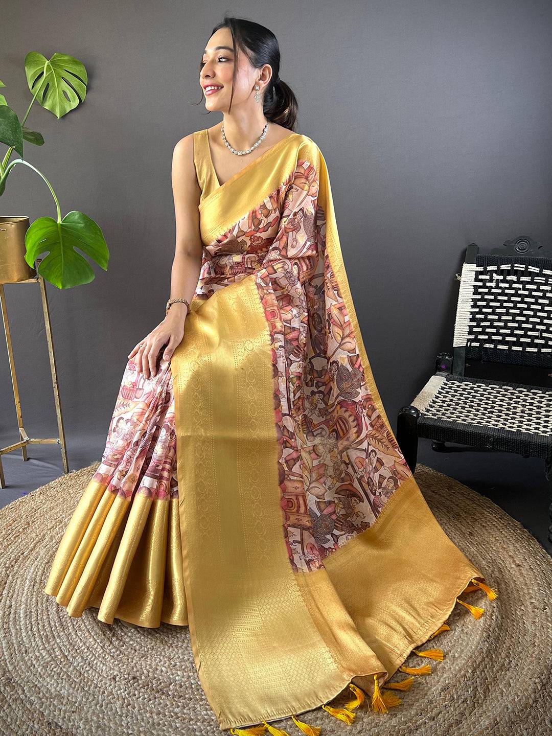 Golden Bloom Kota Doriya Saree