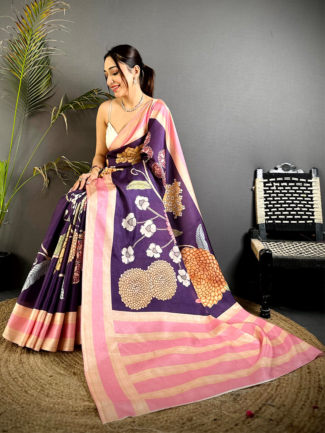 Radiant Tussar Silk Gadwal Border Saree