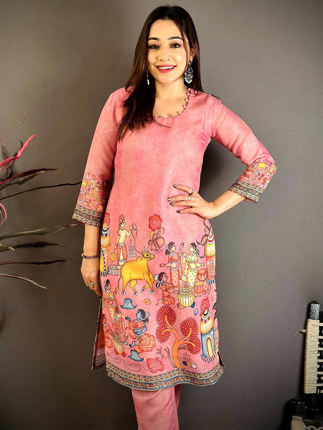 Artistic Kalamkari Print Cotton Kurti