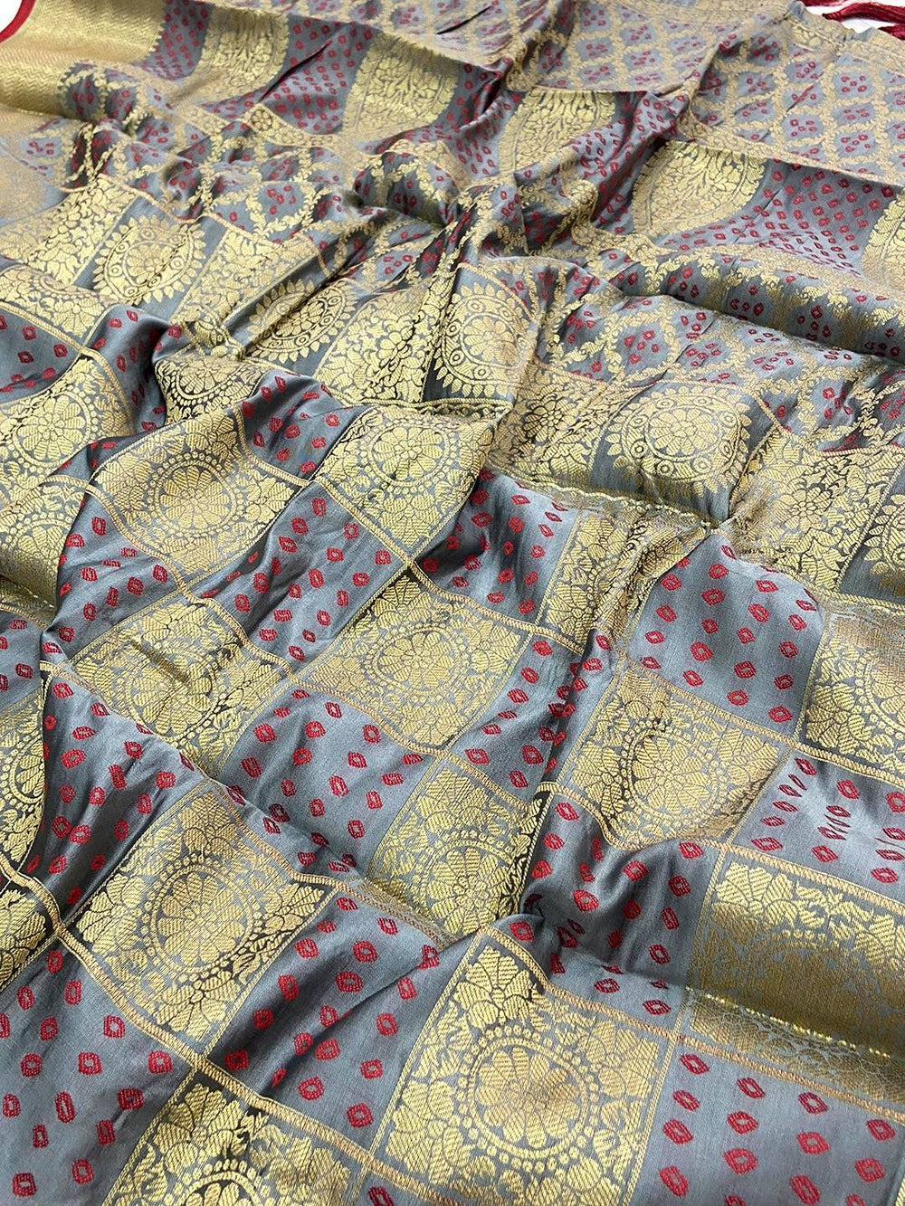 Grey Banarasi Square Patola Saree