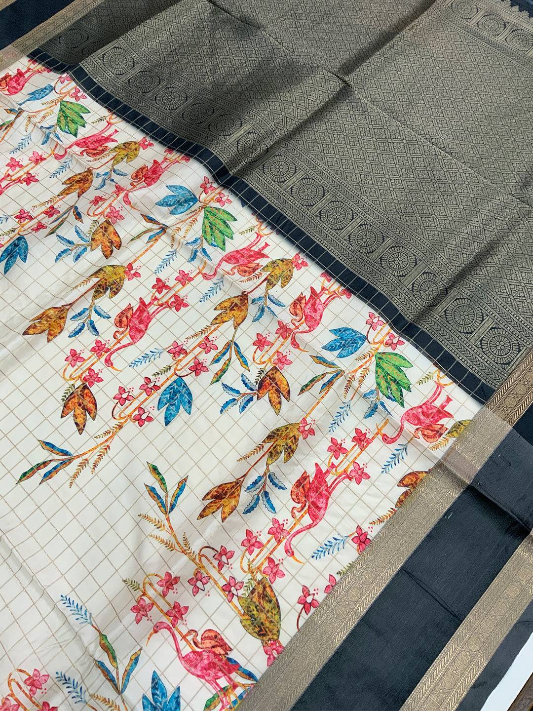 Regal Kalamkari Satin Bentex Gadwal Saree