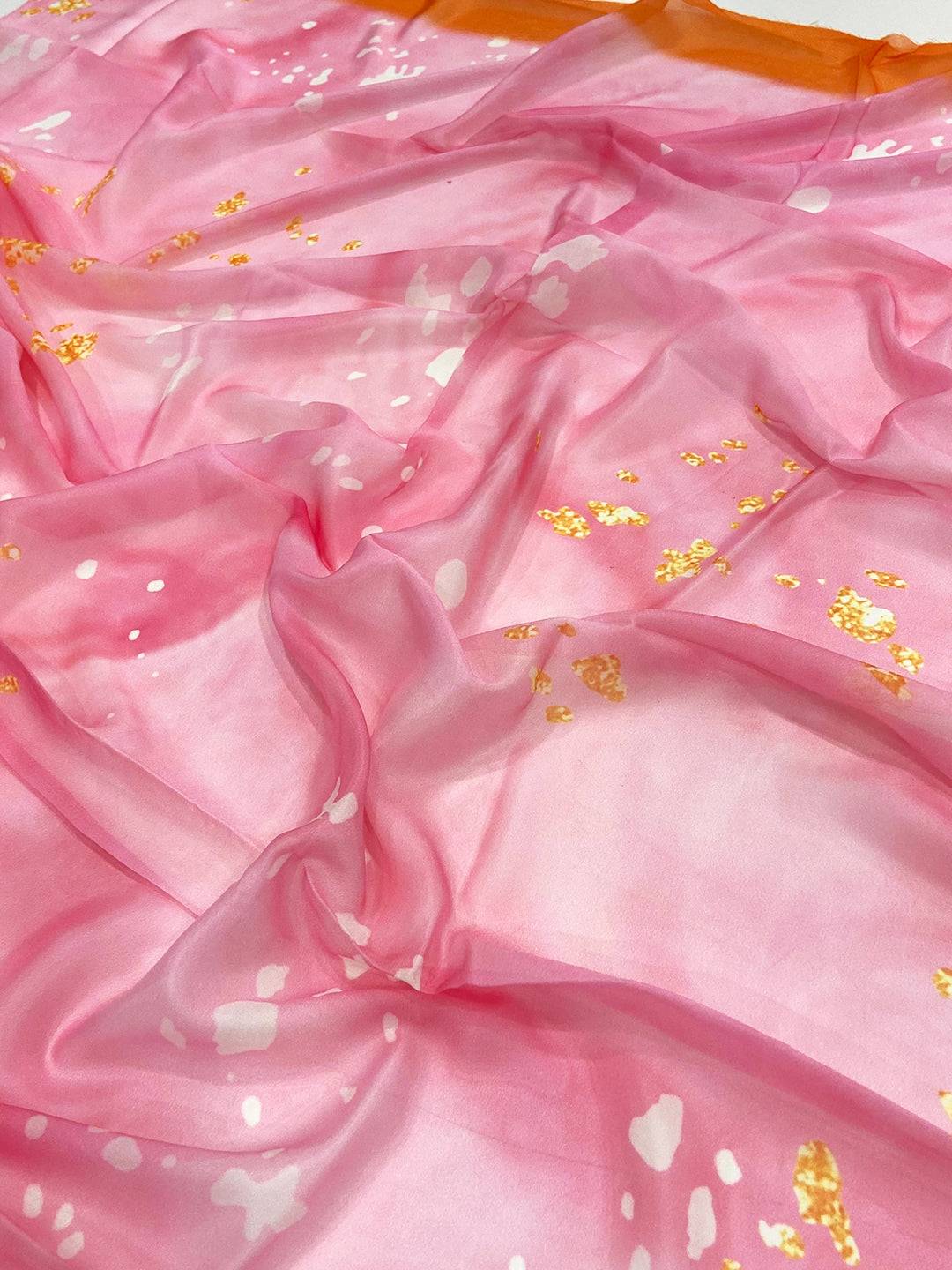 Pink Pure Tebi Silk Batik Print Saree