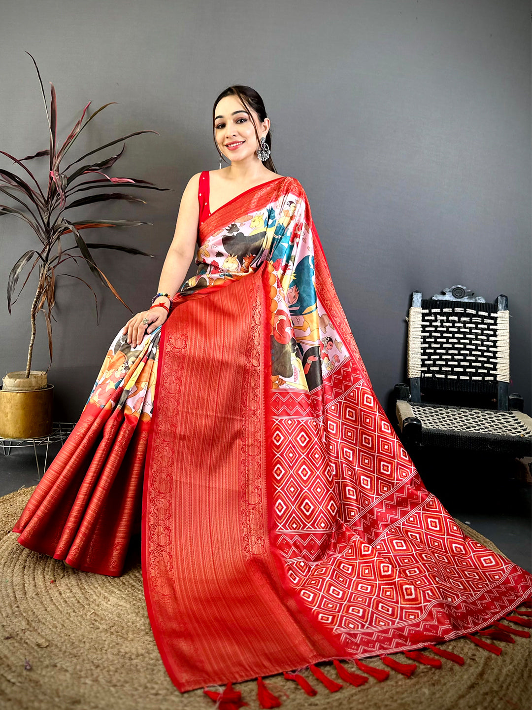 Regal Soft Silk Pichwai Print Kanchi Zari Saree