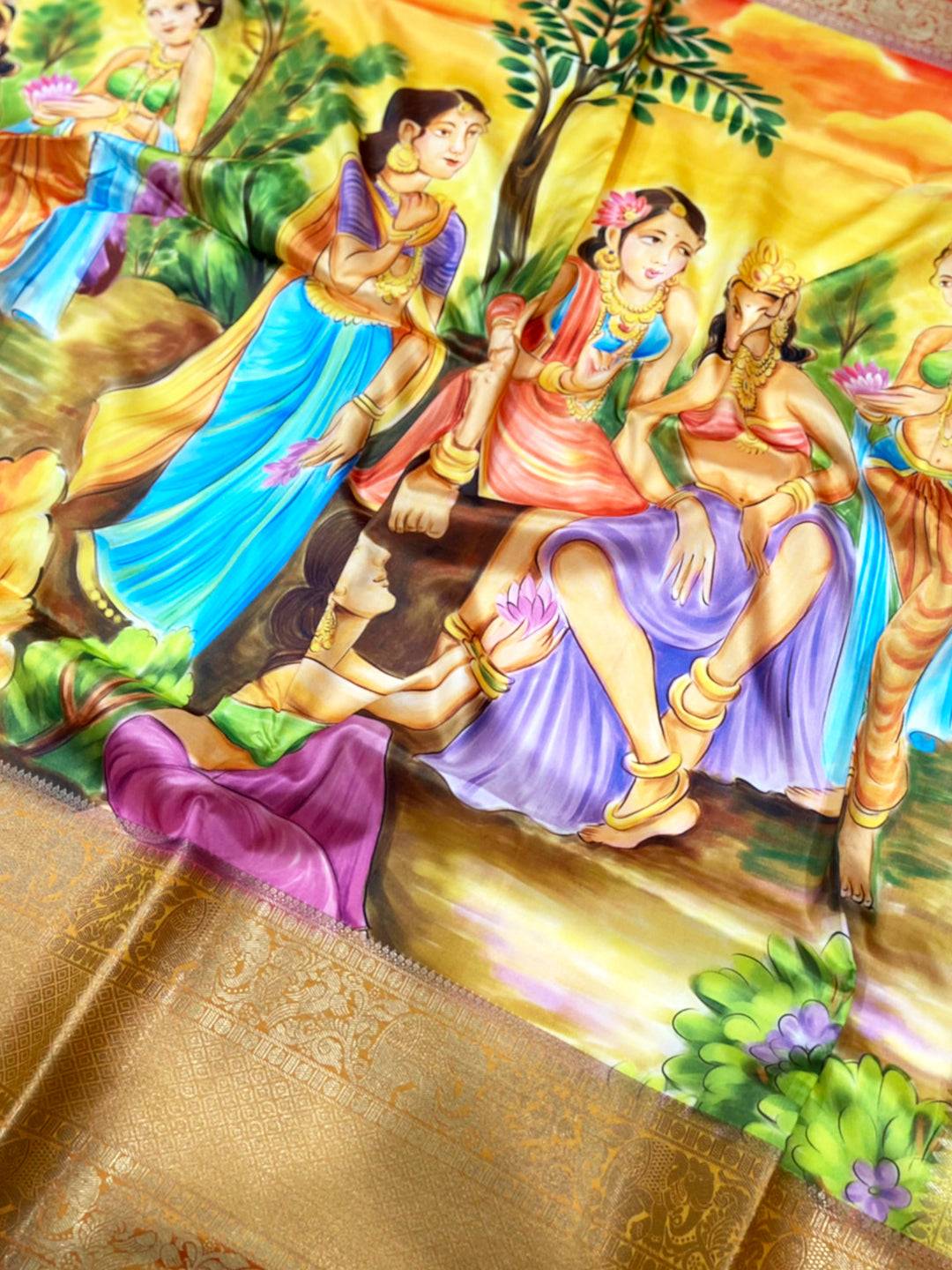 Radinat Banarasi Silk Kalamkari Pattern Saree