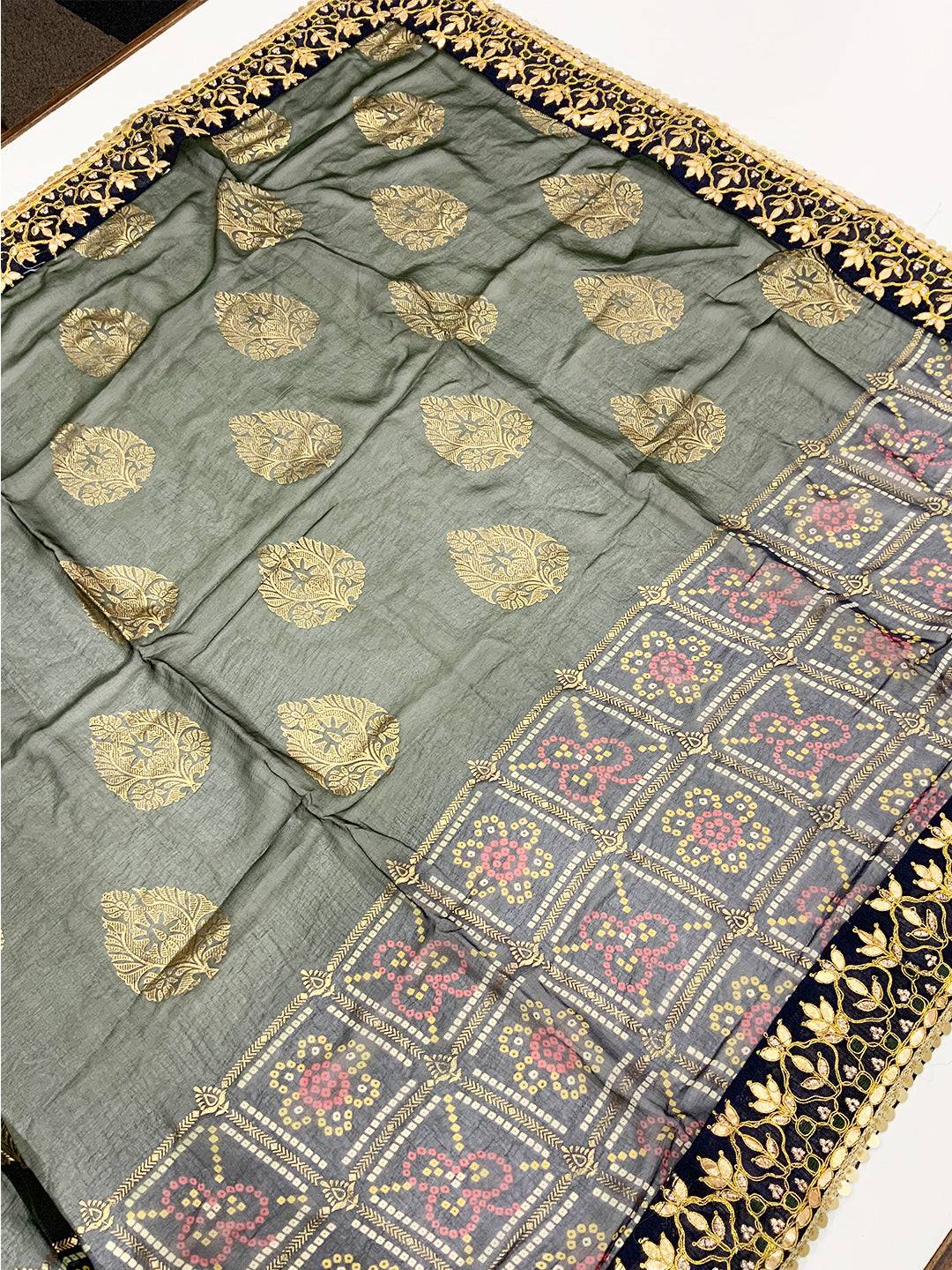 Exclusive Bandhej Foil Work Saree