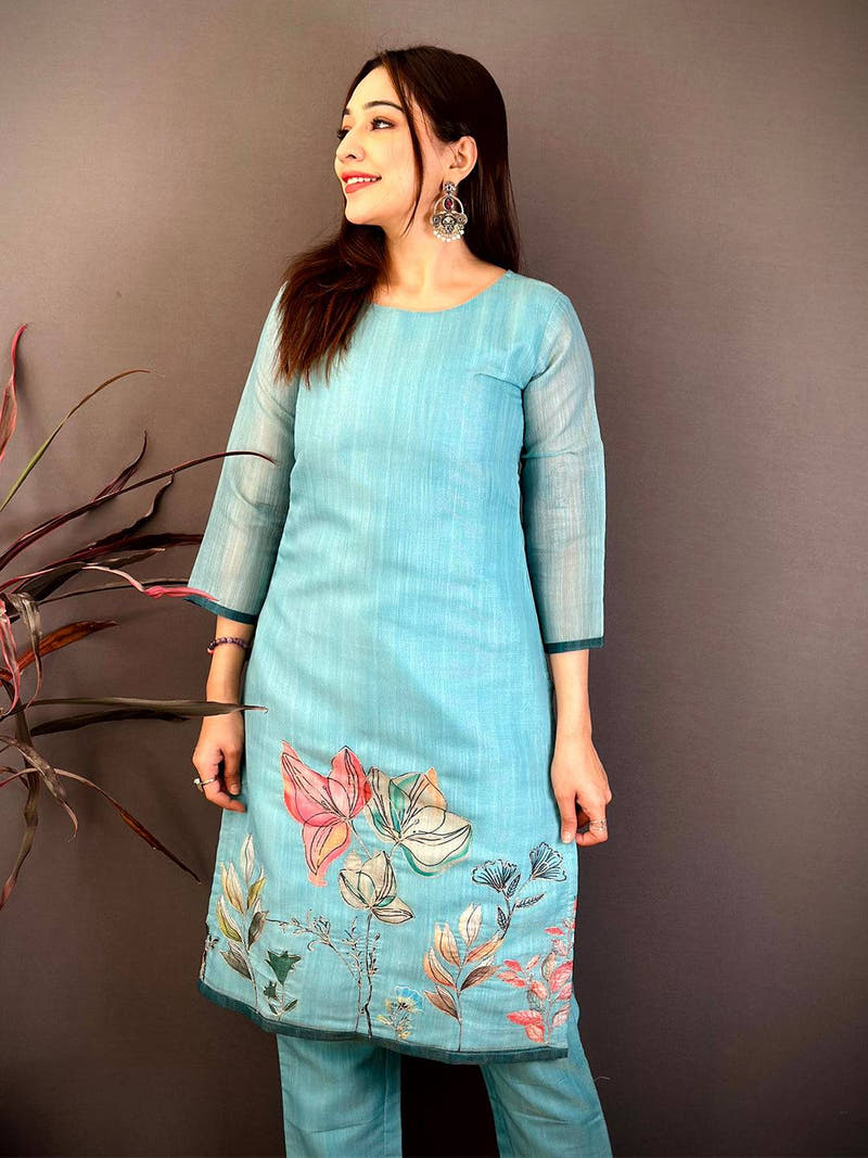 Radiant Cotton Zari Ari Work Kurti