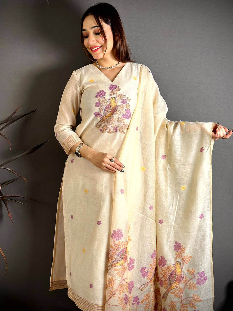 Cream Grace Woven Floral Dress