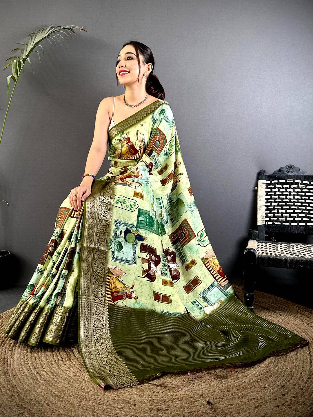 Radiance Self Zari Chex Viscose Dola Saree