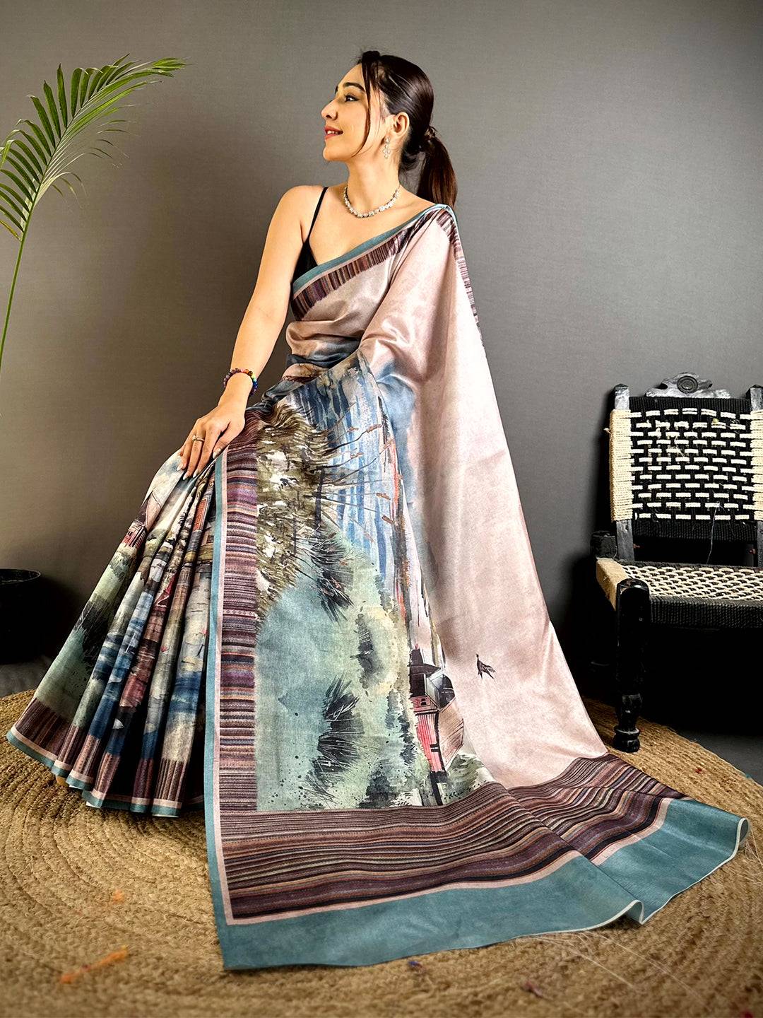 Classic Japanese Poster Tussar Saree