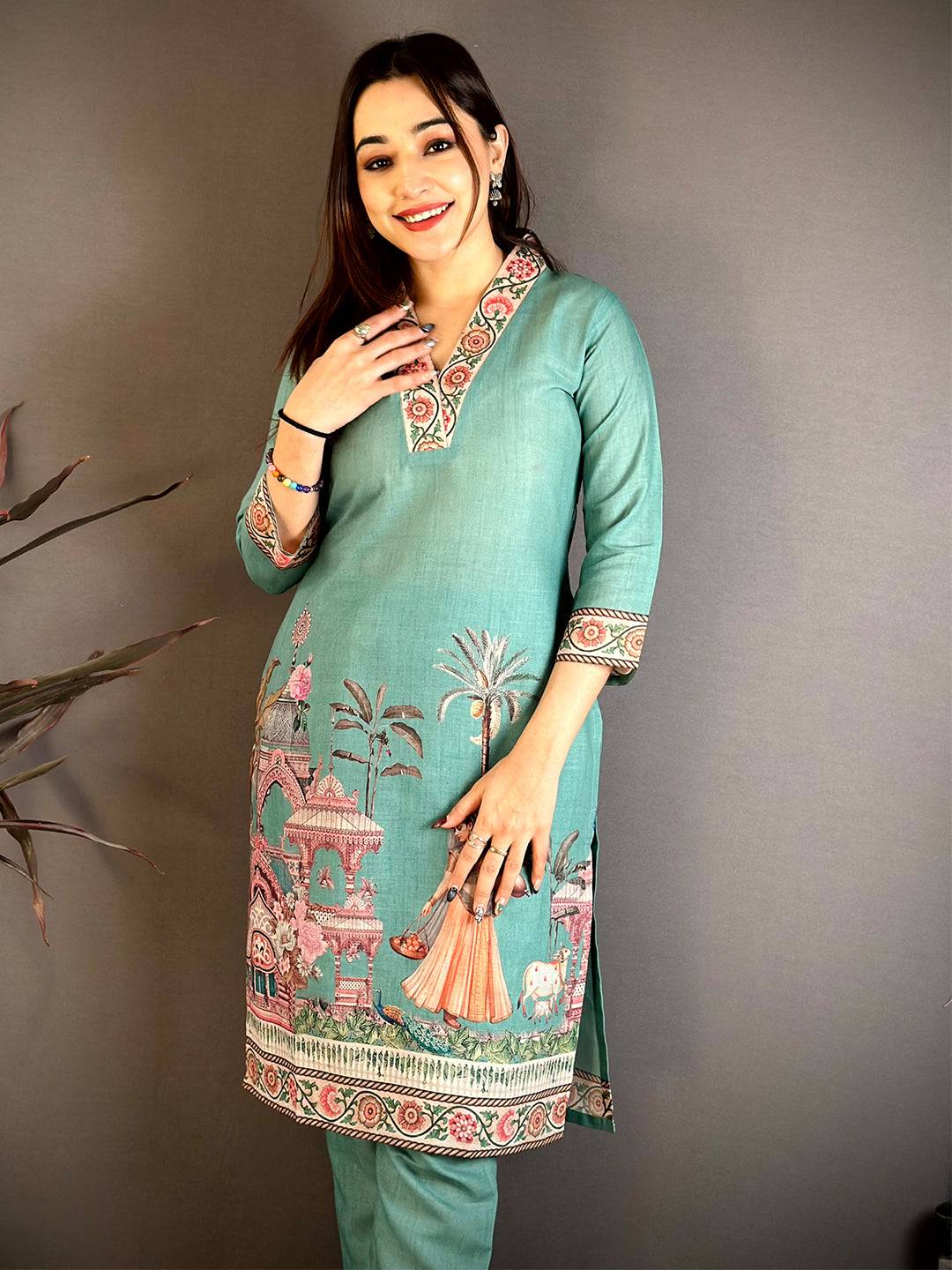 Mughal Overlap V Neck Kurti