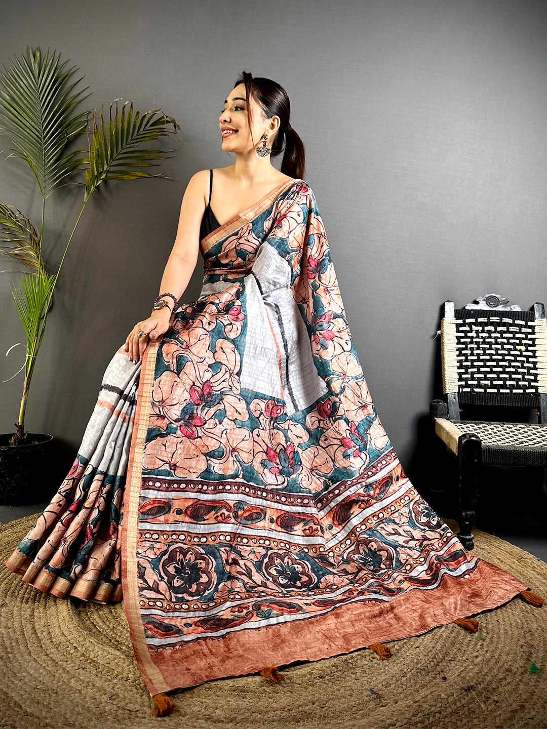 Radiant Ghicha Tussar Digital Art Saree