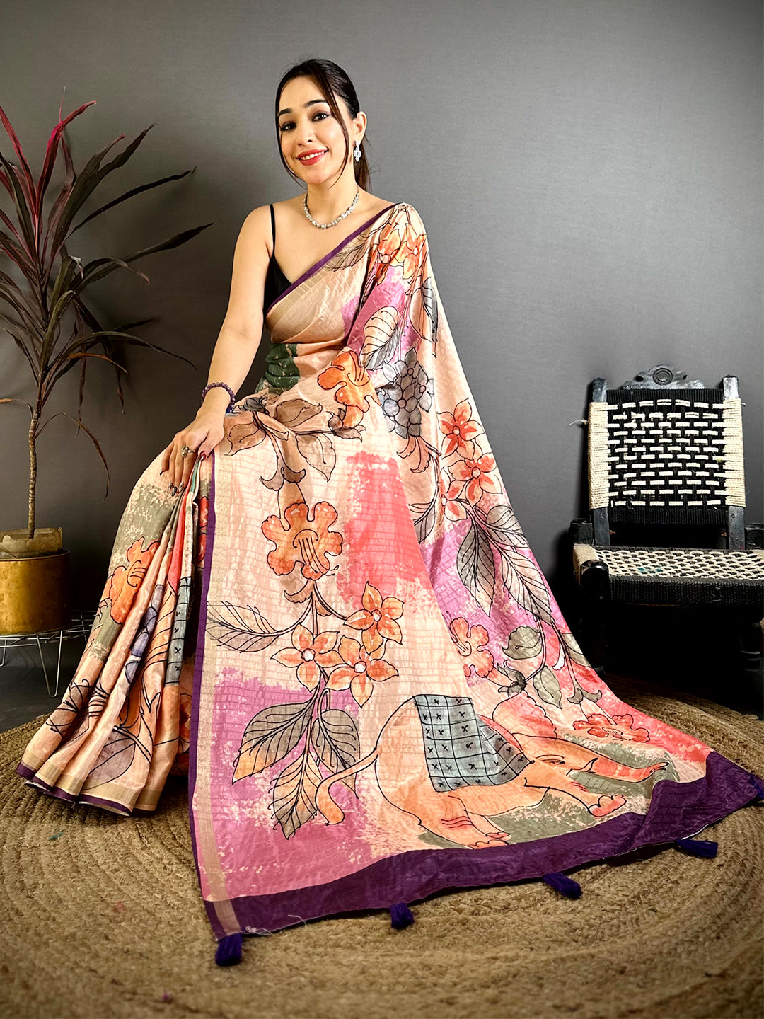Majestic Tussar Ghicha Printed Saree