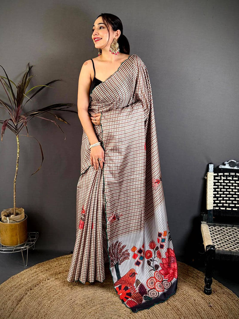 Radiant Tussar Resham Embroidered Saree