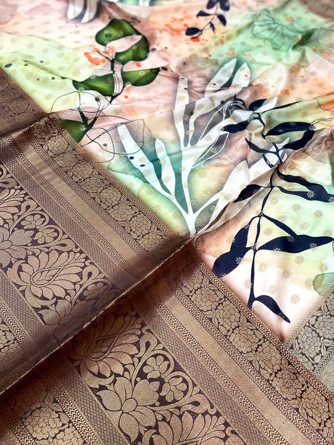 Stylish Banarasi Floral Print Saree