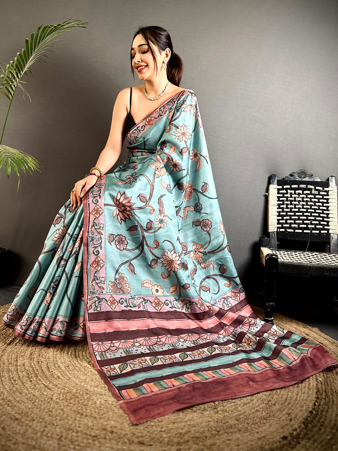 Ethereal Pastel Kalamkari Saree
