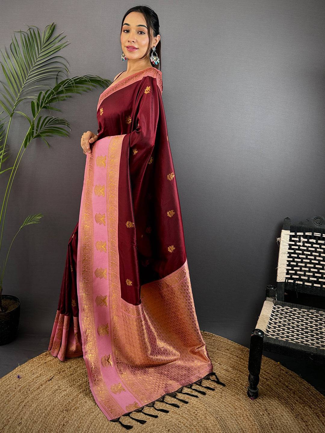 Brown Soft Gadwal Silk Saree