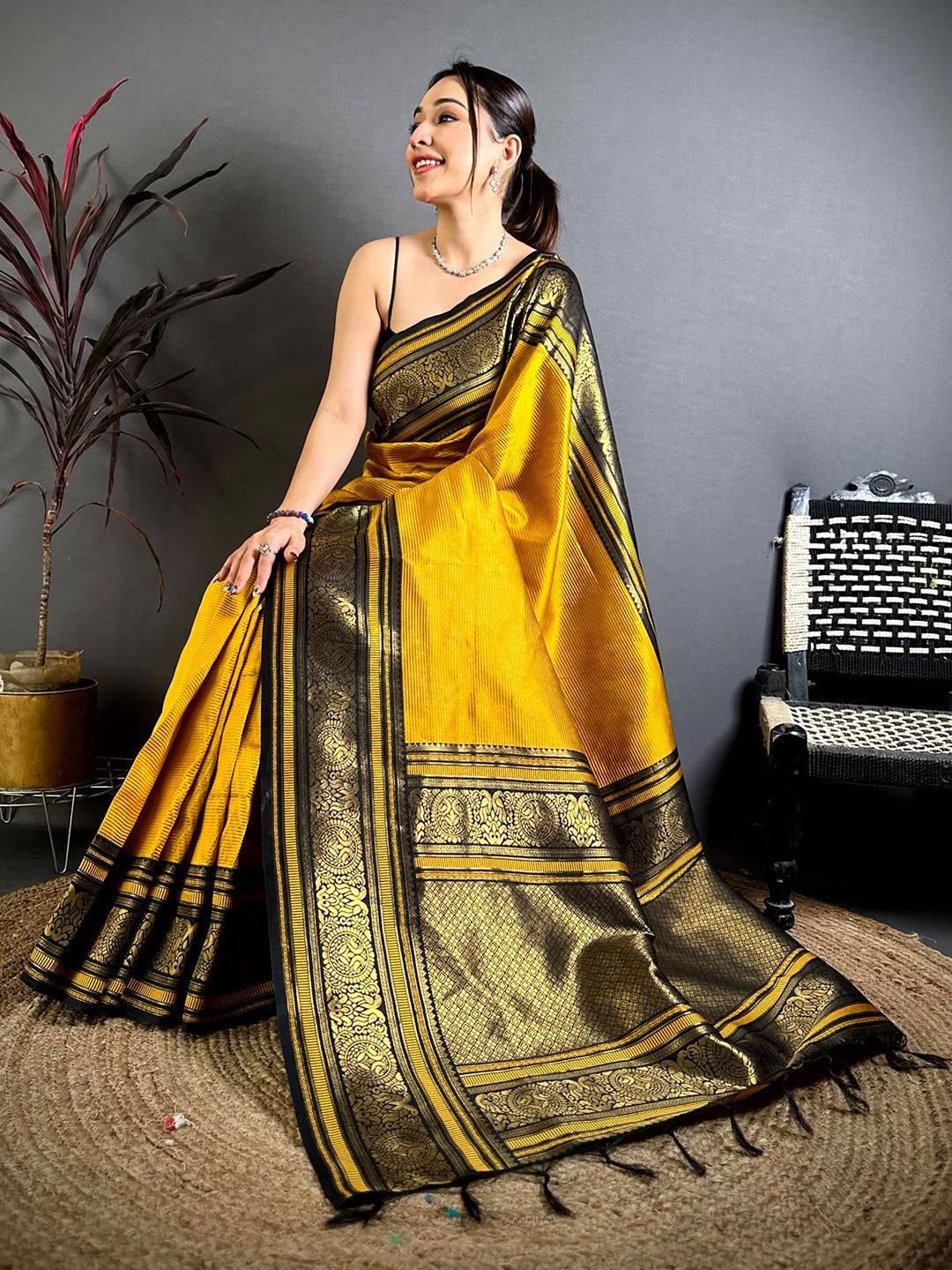 Opulent Copper Weave Katan Silk Saree
