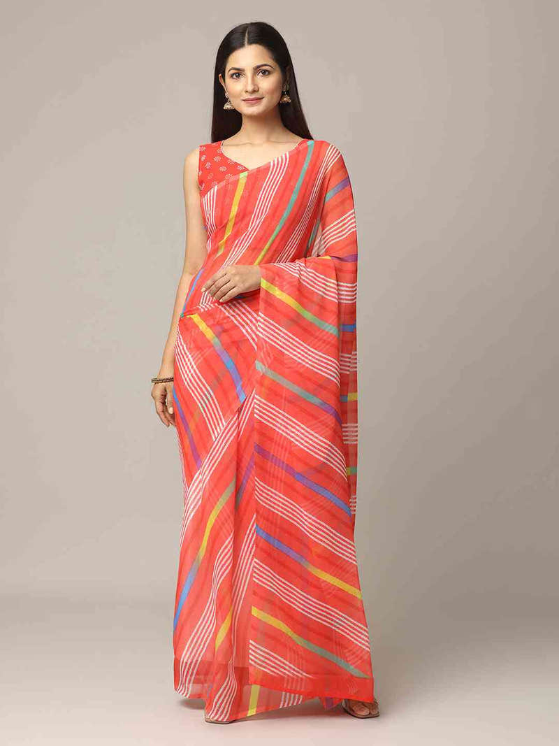 Leheriya Soft Georgette Digital Print Party Wear Saree