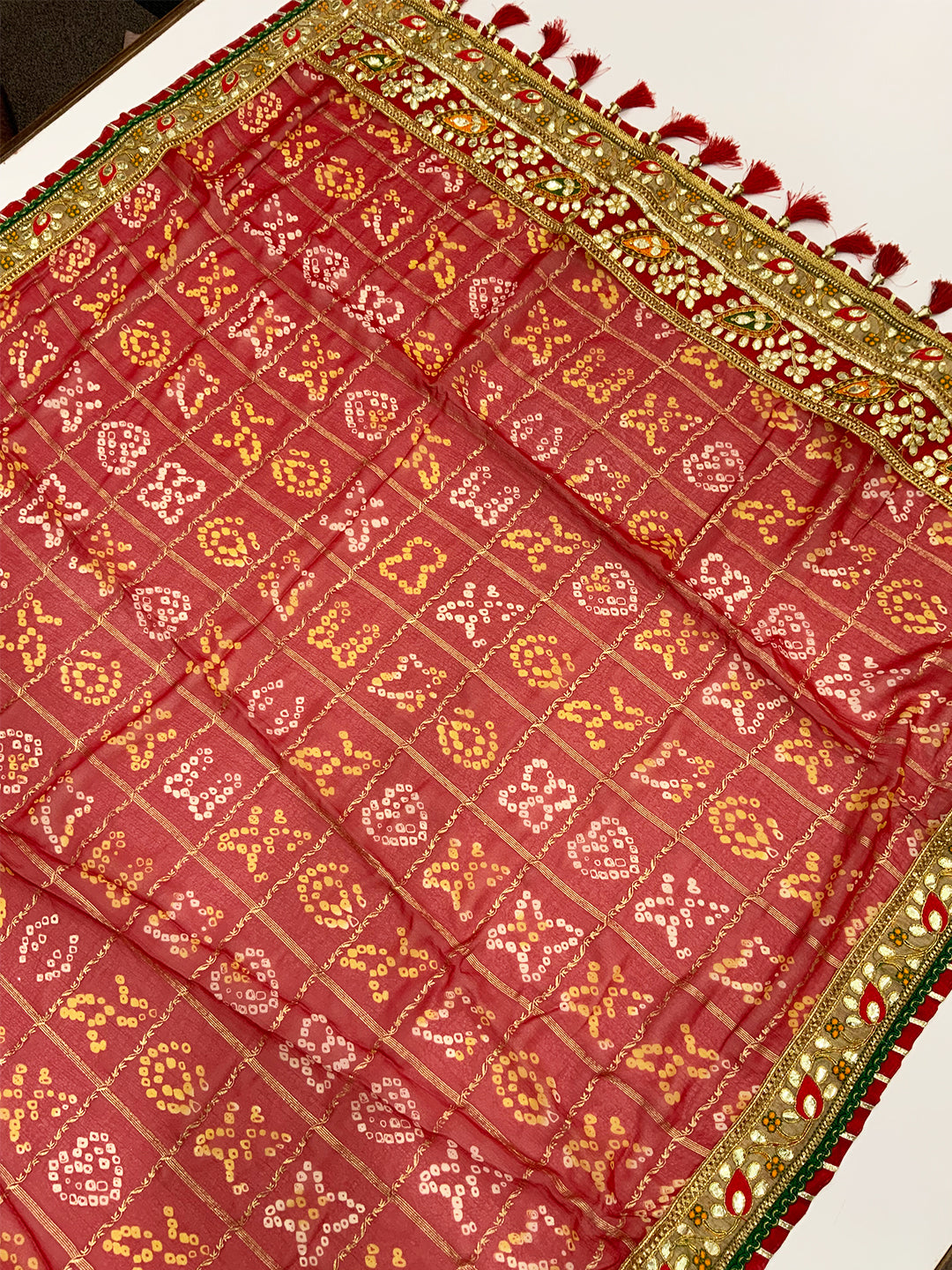 Opulent Bandhej Foil Chiffon Saree