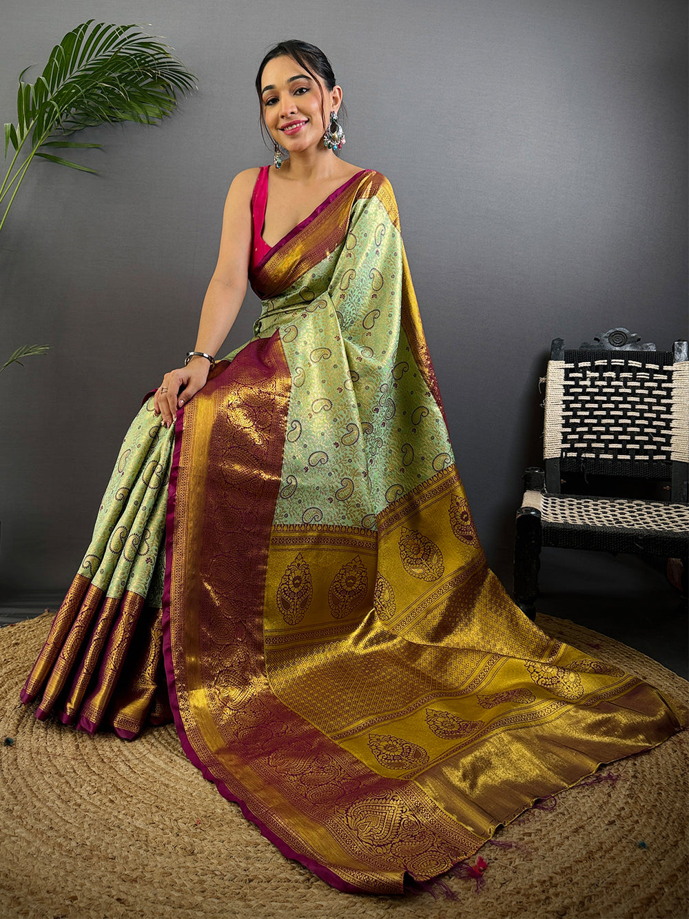 Light Green Dharmavaram Silk Saree