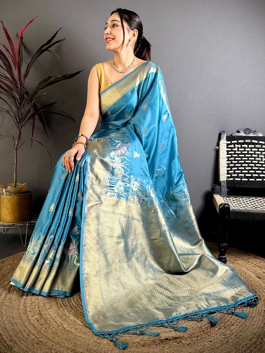 Heritage Minakari Satin Silk Saree
