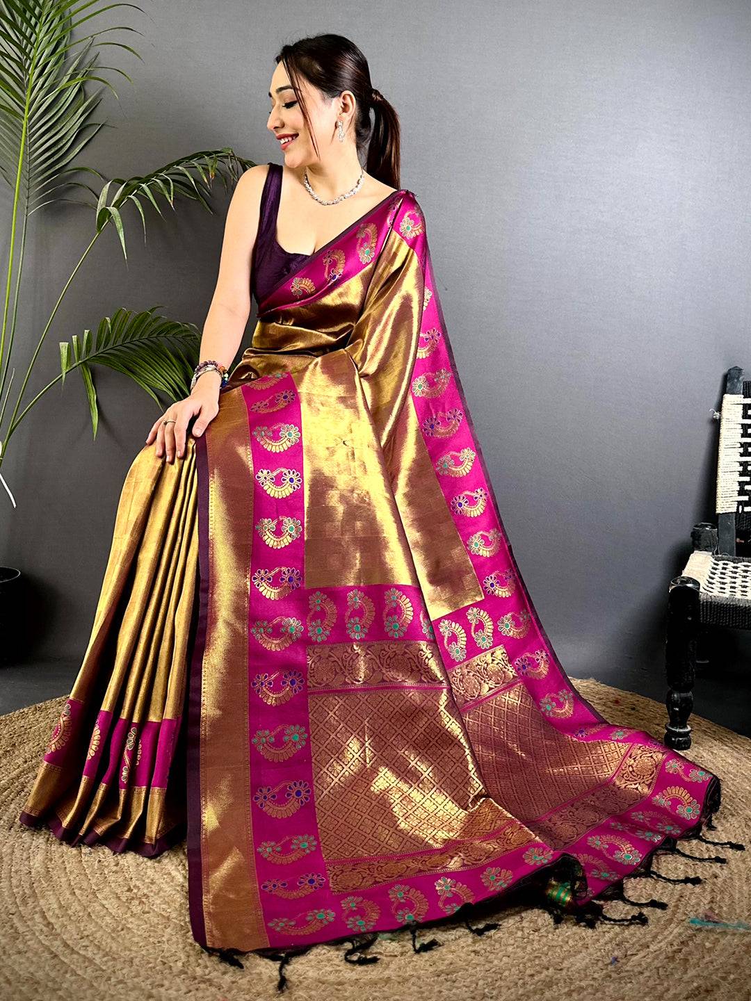 Golden Grace Tissue Kanjivaram Saree