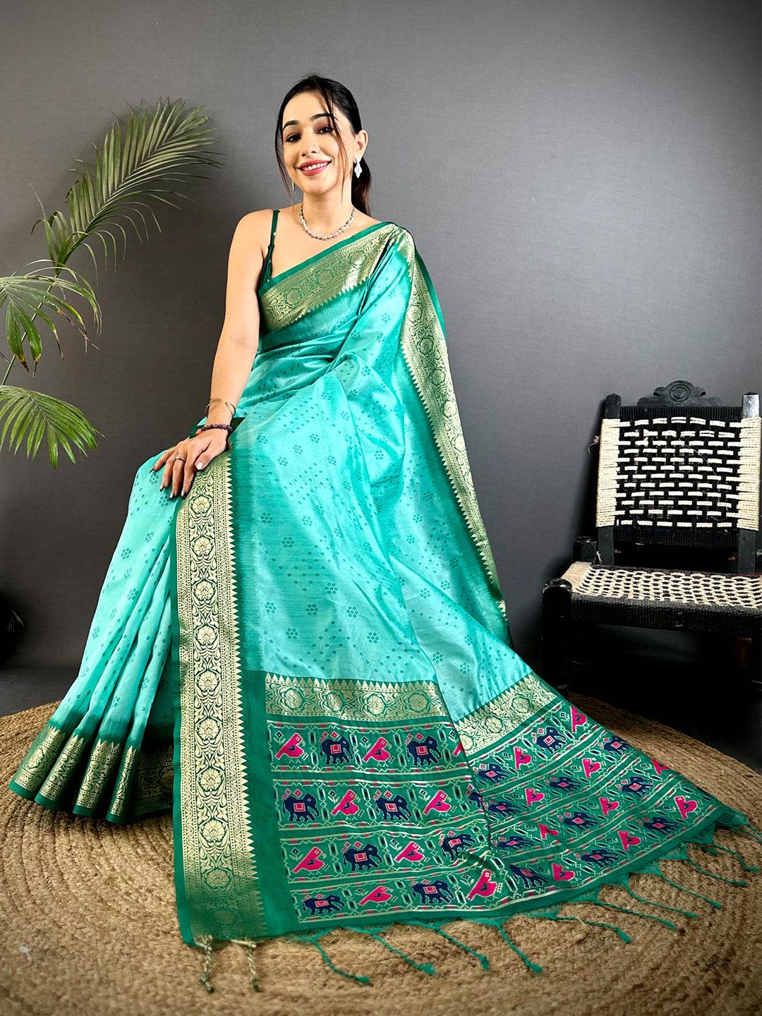 Rama Bandhej Pochampally Raw Silk Saree