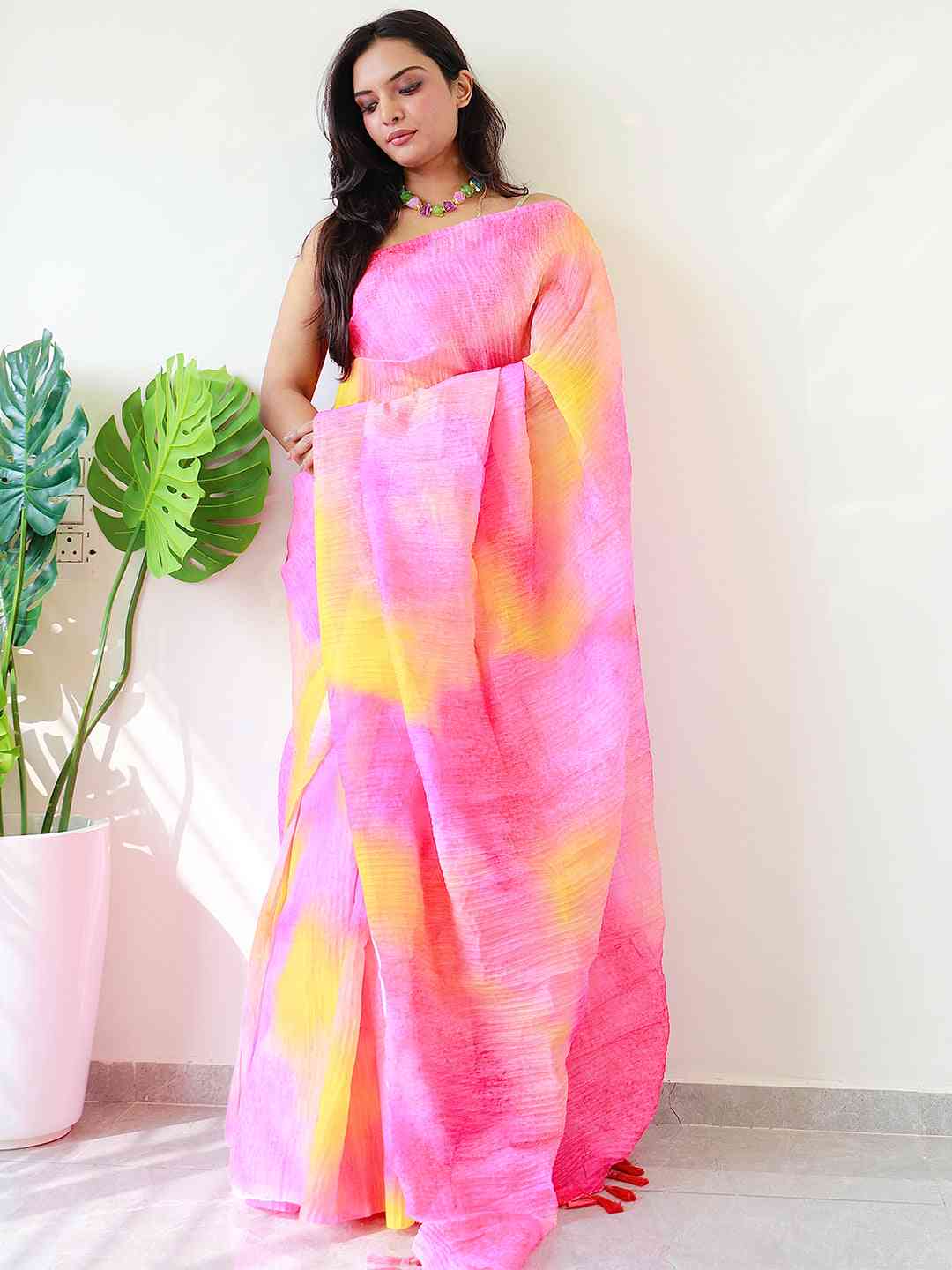 Multy Colour Print Bollywood Design Crash Saree