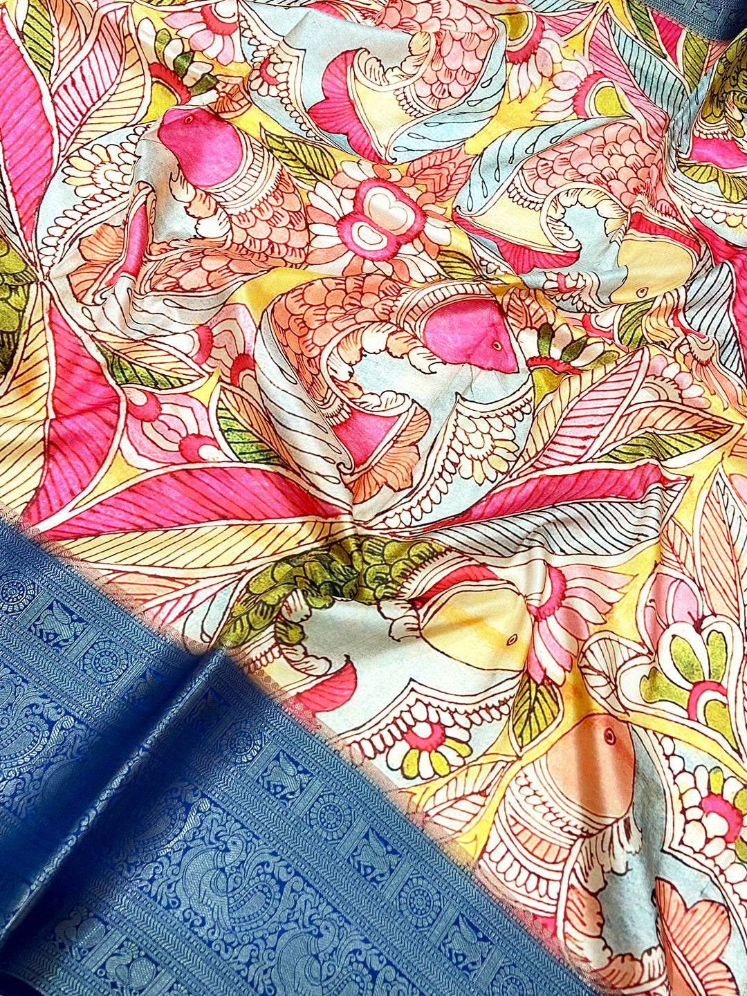 Multi Radiant Banarasi Silk Kalamkari Saree