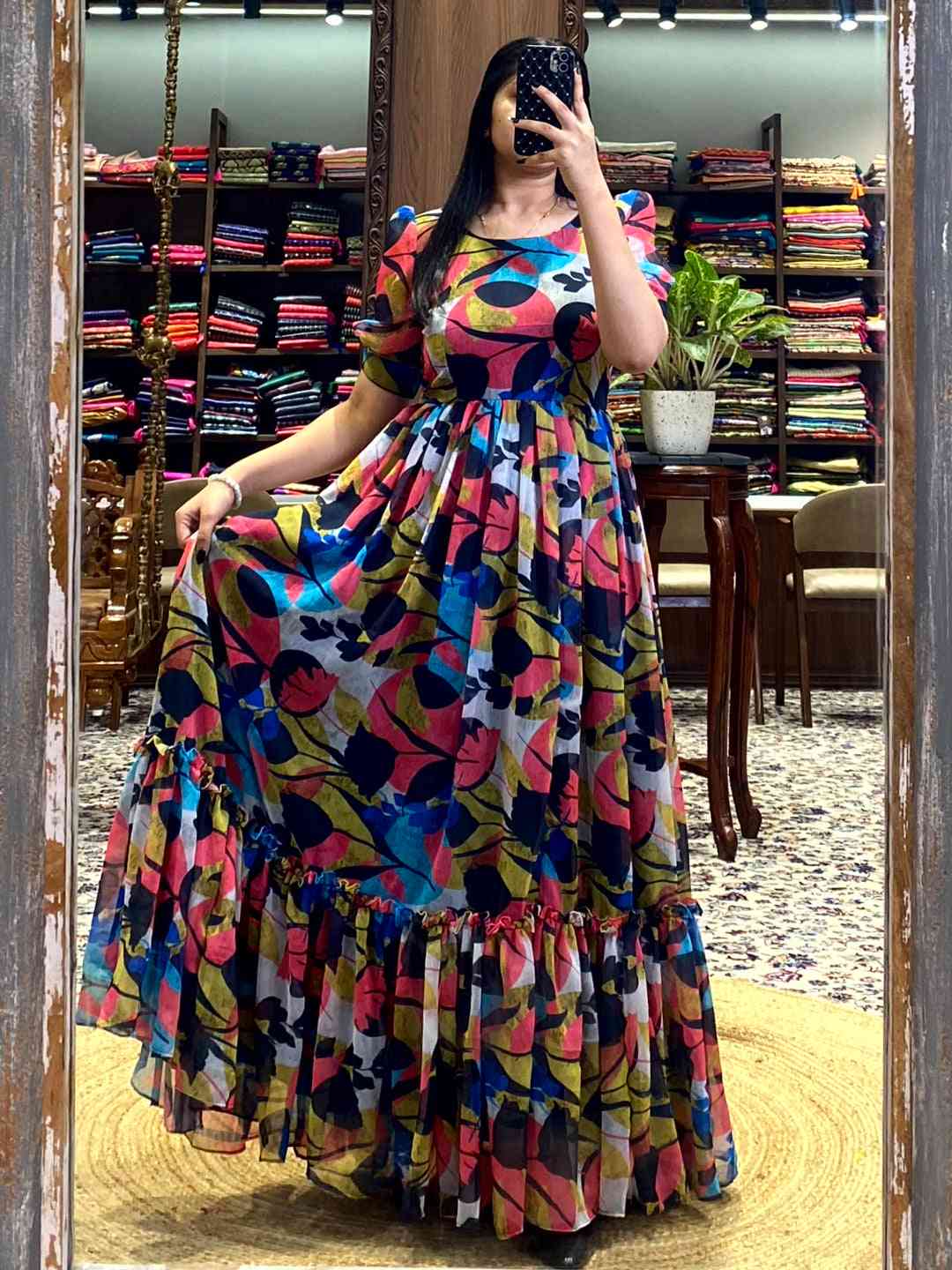 Black Floral Print Dress