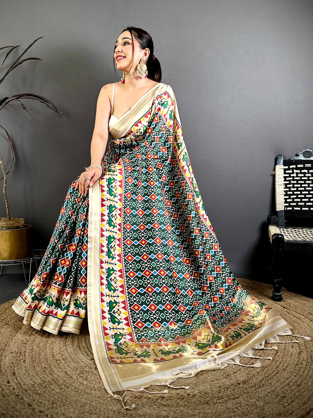 Green Soft Kanchi Silk Patola Weave Saree