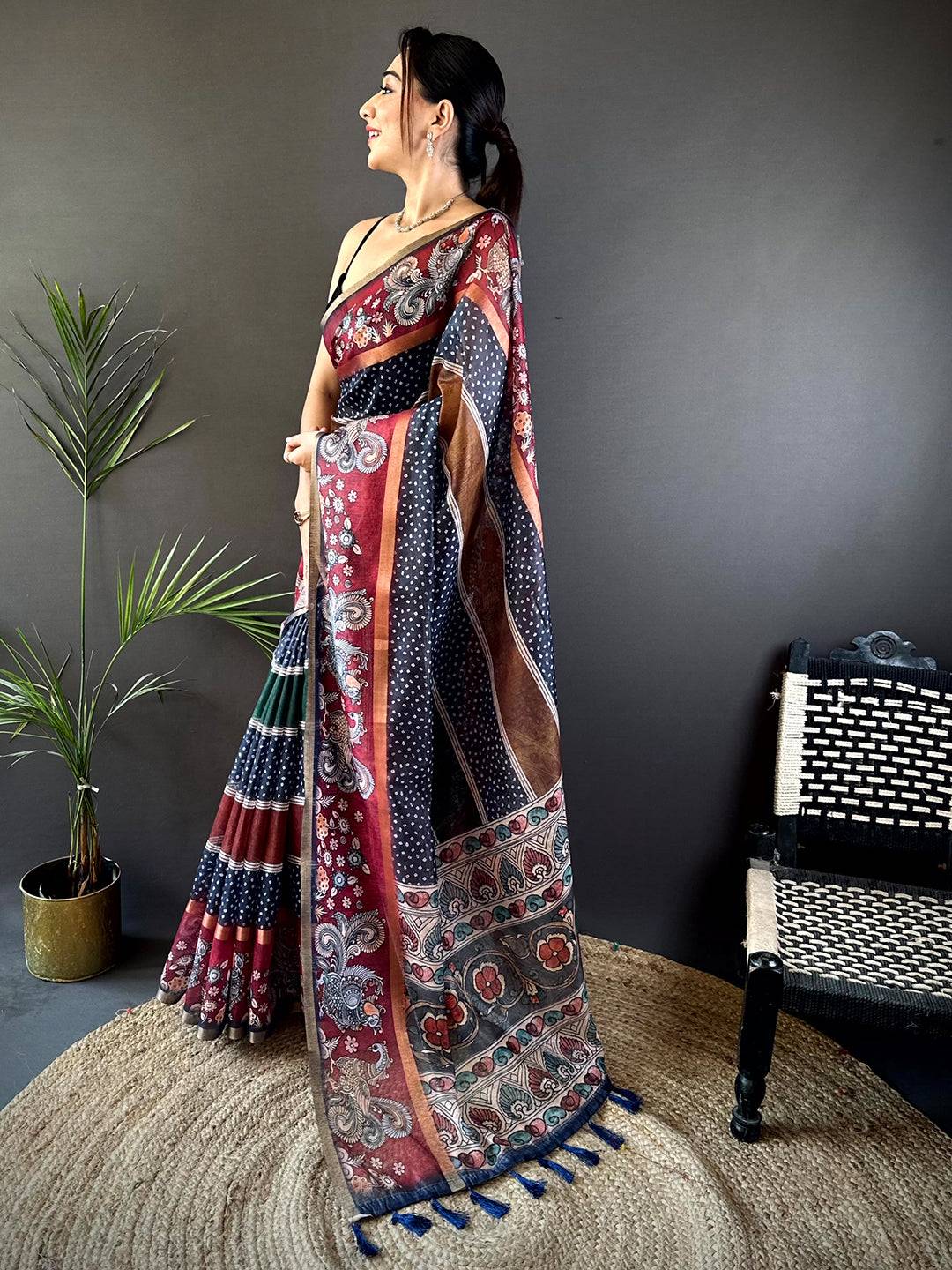 Radiant Soft Chanderi Cotton Bandhej Print Saree