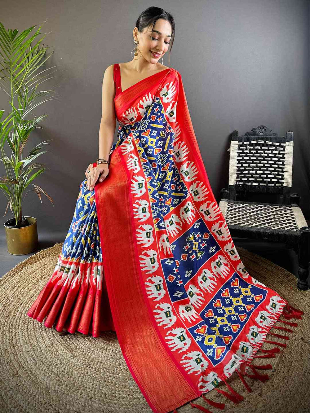 Blue Chanderi Silk Patola Radiance Saree