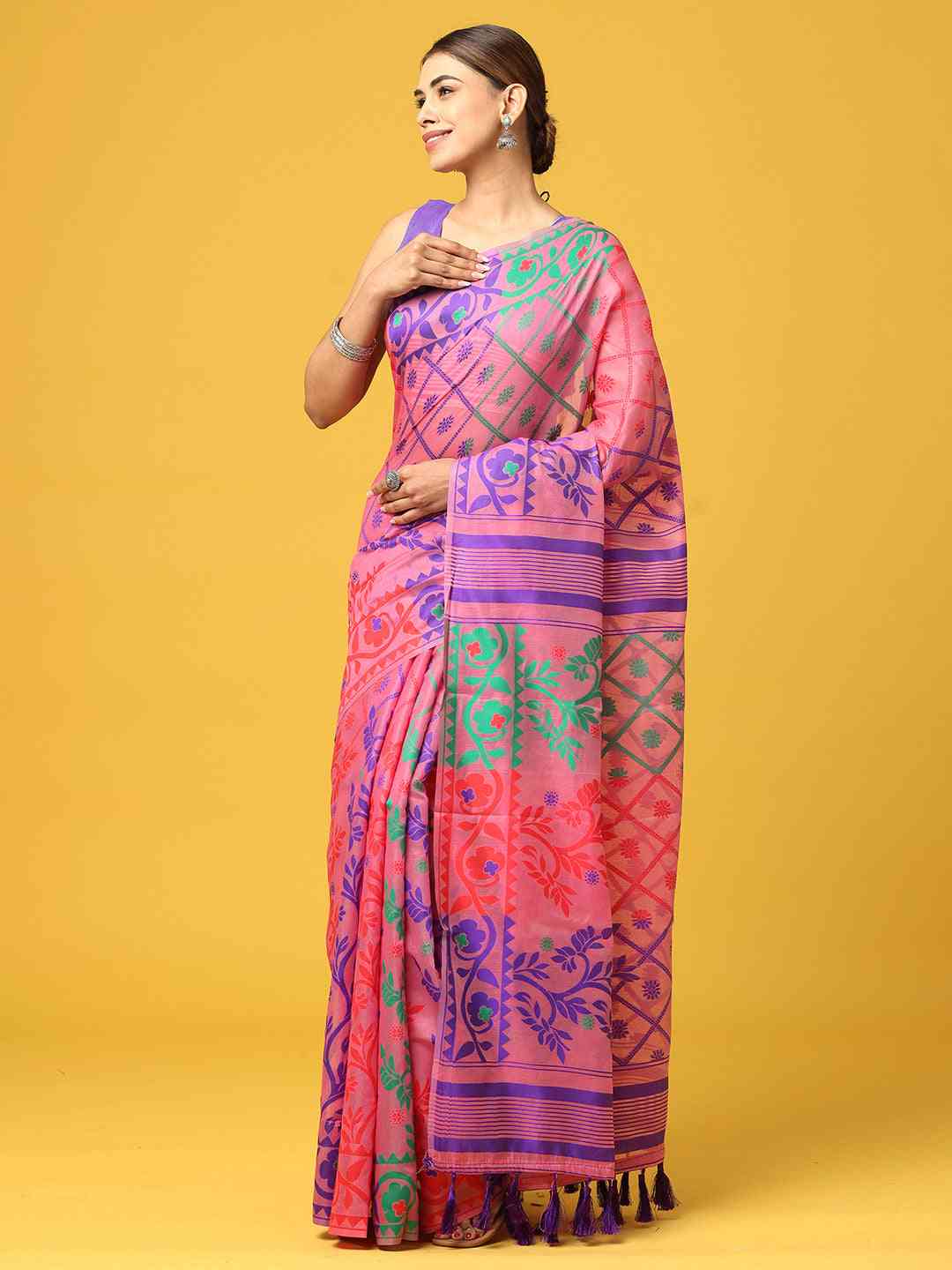 Dhakai Jamdani Light Weight Cotton Silk Saree