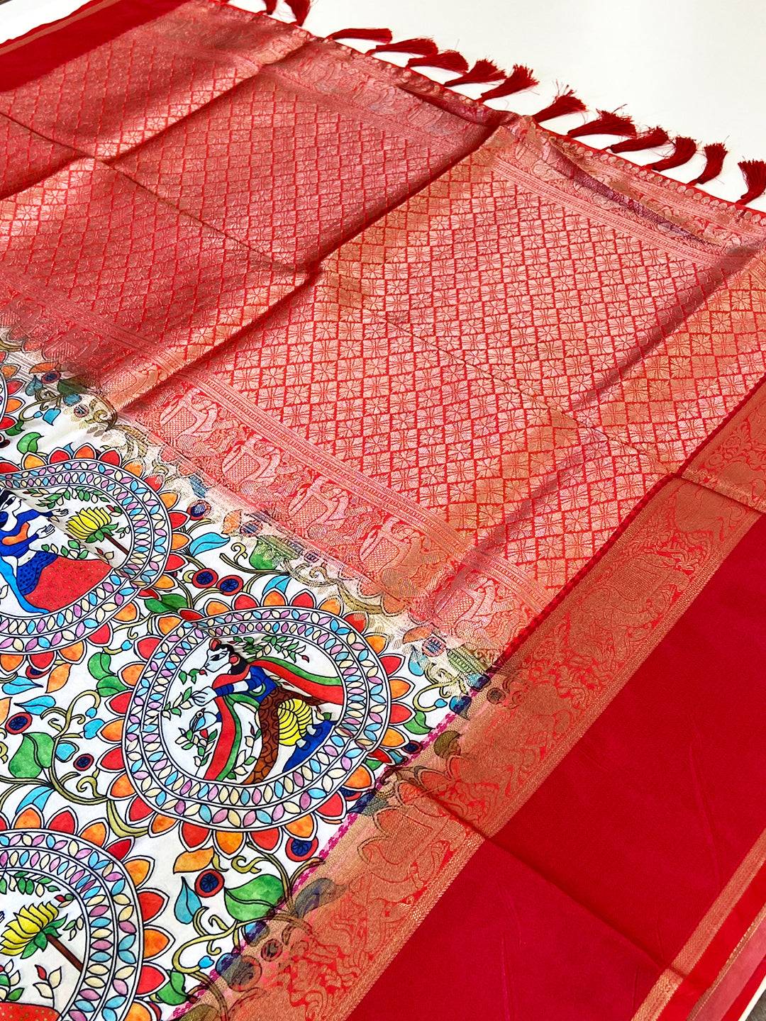 Multi Soft Banarasi Kalamkari Silk Saree