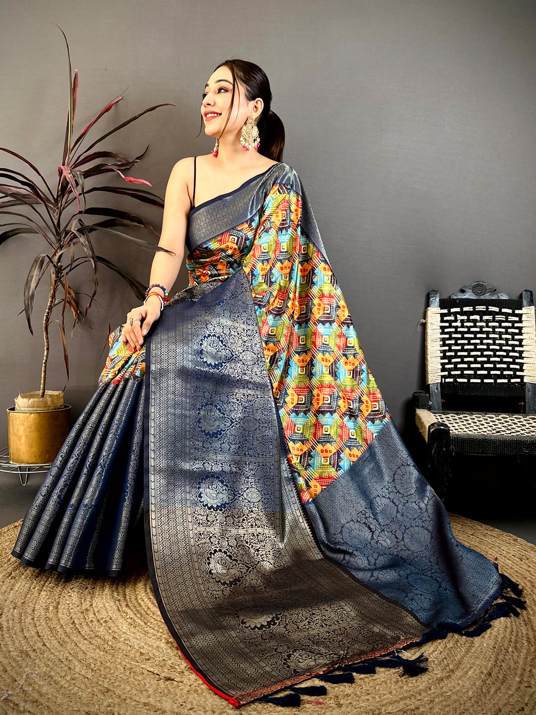 Stylish Soft Silk Digital Print Kanchi Saree