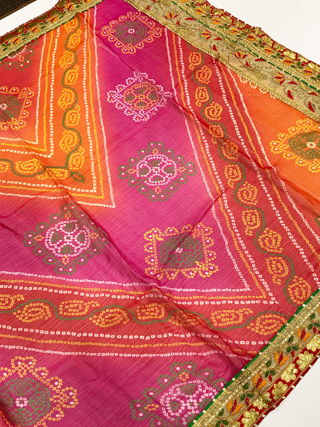 Exclusive Bandhej Foil Chiffon Saree