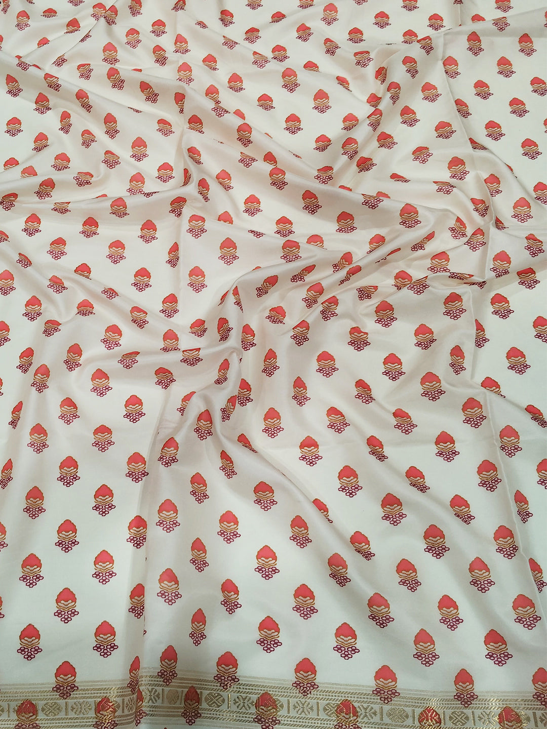 White Soft Silk Pashmina Kashmiri Print Saree