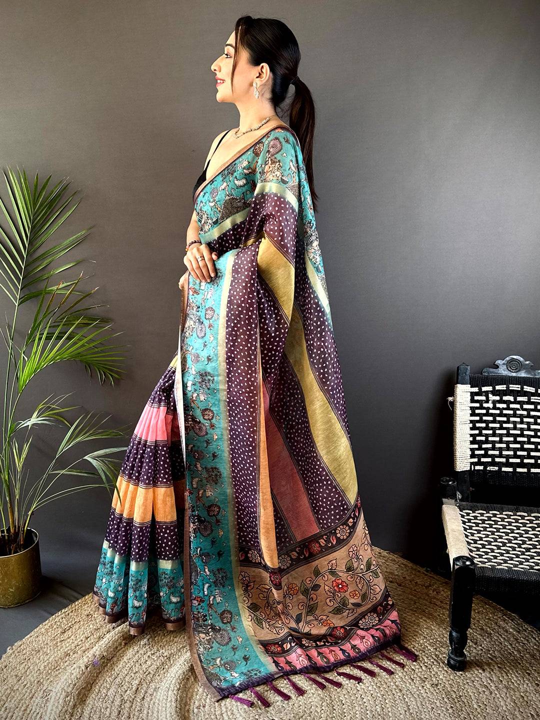 Graceful Soft Chanderi Cotton Bandhej Print Saree