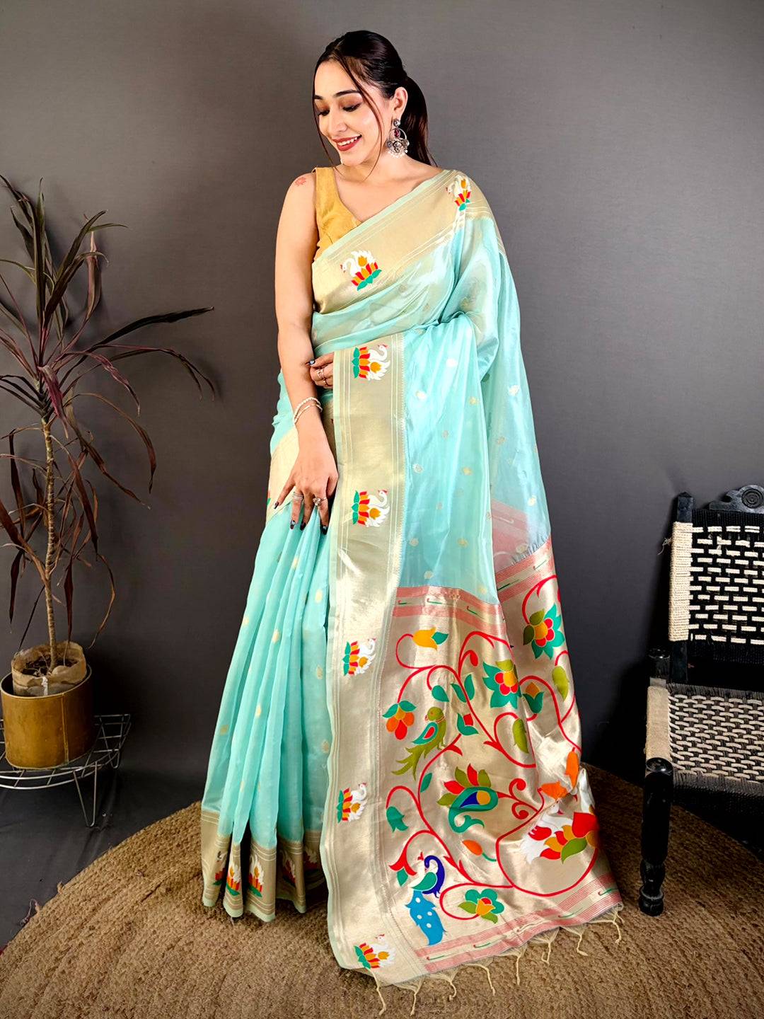 Elegant Royal Paithani Organza Tissue Saree