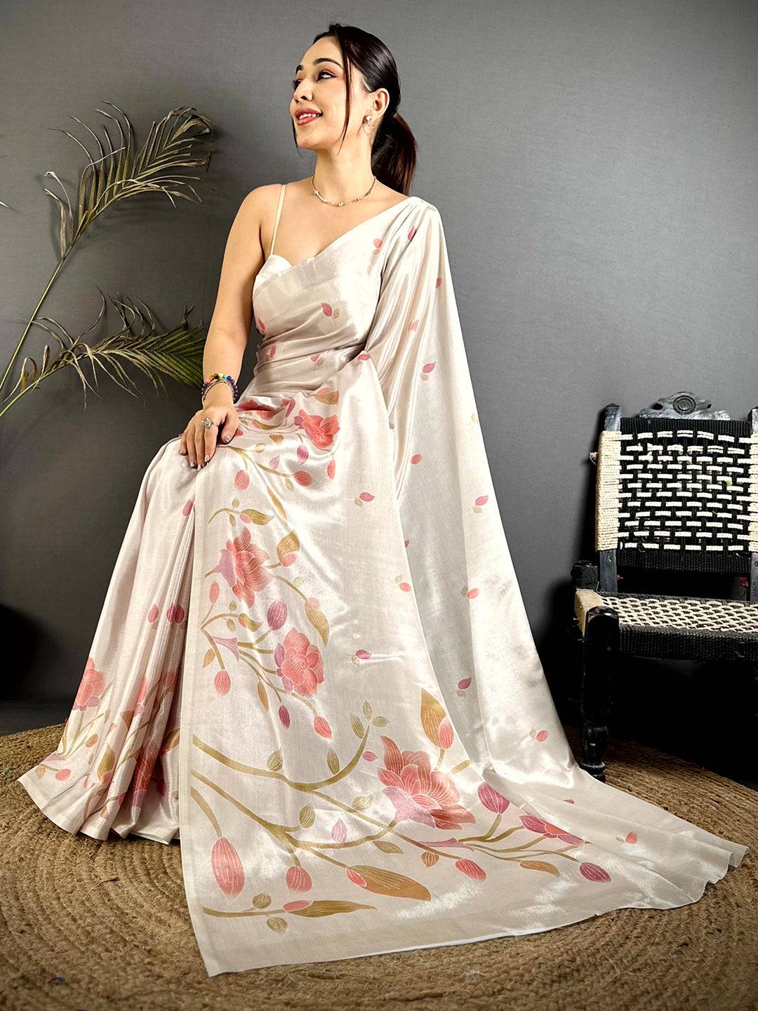 Majestic Soft Chinnon Chiffon Floral Saree