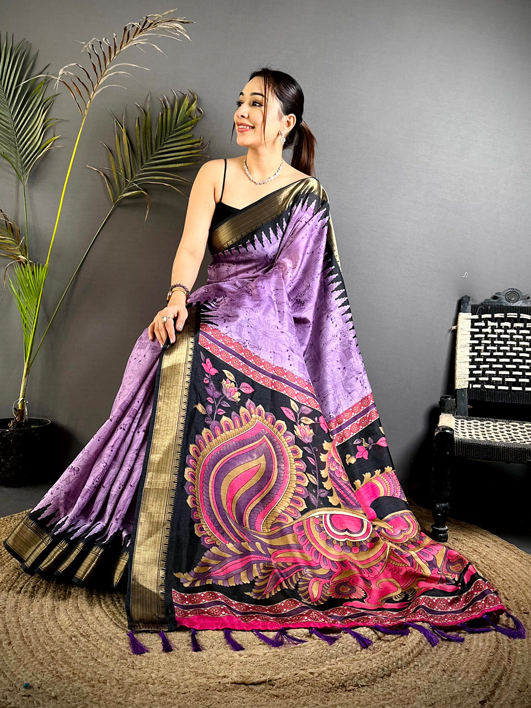 Tradition Kalamkari Dola Silk Saree