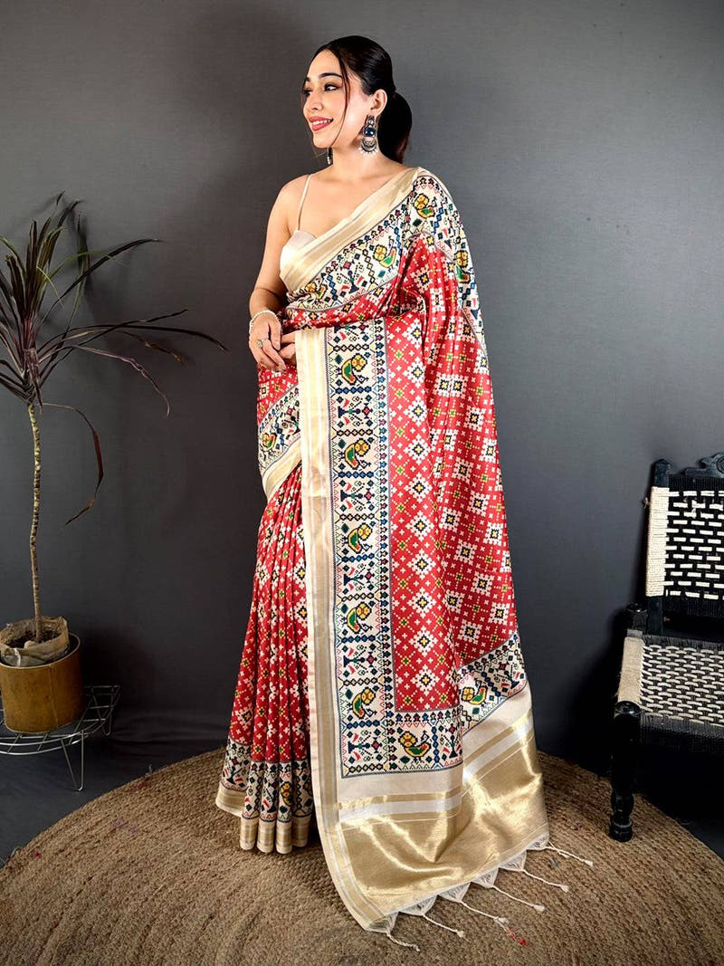Stylish Soft Kanchi Silk Digital Patola Saree