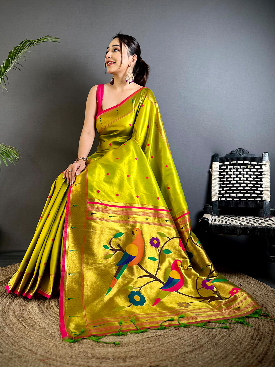 Green Glass Tissue Yevla Paithani Saree