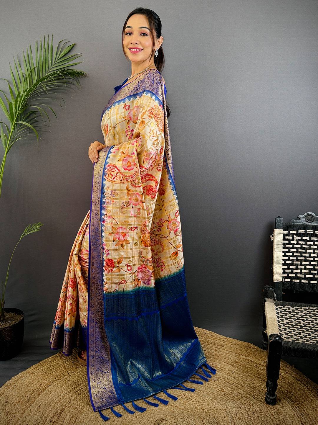 Heritage Banarasi Kalamkari Printed Saree