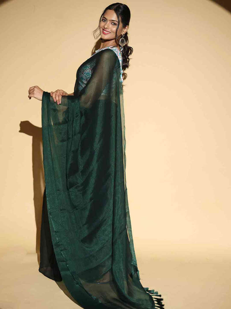 Chiffon Dual Tone Party Wear Design Saree