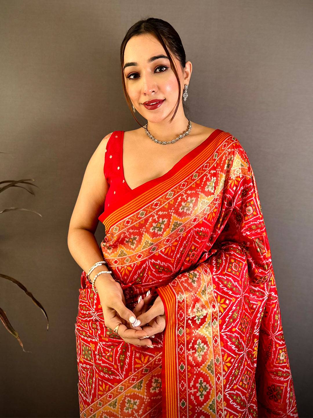 Classic Semi Ikkat Patola Kanchi Zari Saree